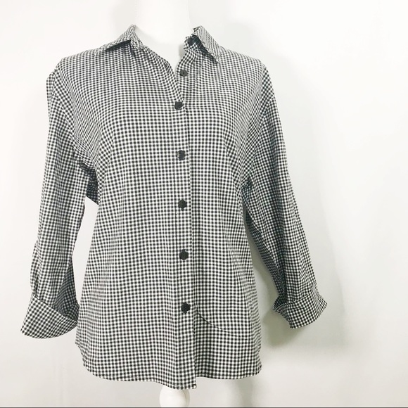 windridge Tops - Windridge button down blue and white checked XL